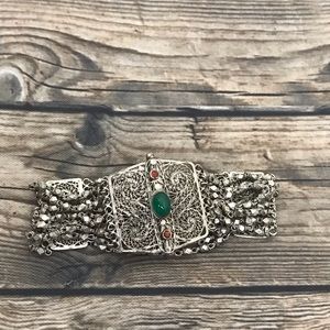 Silver 8 Strand Rhinestone Bracelet